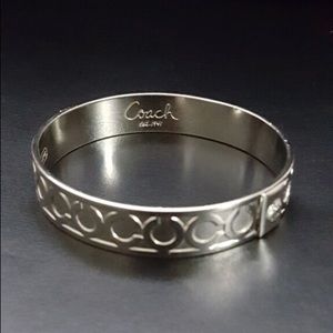 Authentic silver-toned coach bangle bracelet